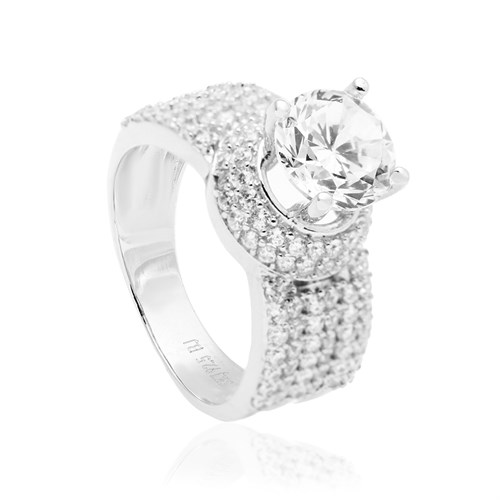 Nhẫn Bạc Nữ Đính Đá Mạ Vàng Trắng AvaJi AVJ.R000528 Màu Bạc