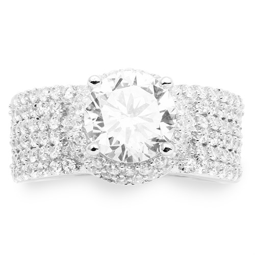 Nhẫn Bạc Nữ Đính Đá Mạ Vàng Trắng AvaJi AVJ.R000528 Màu Bạc