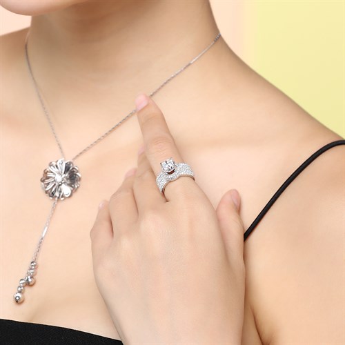 Nhẫn Bạc Nữ Đính Đá Mạ Vàng Trắng AvaJi AVJ.R000528 Màu Bạc