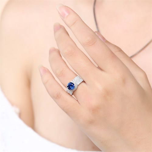 Nhẫn Bạc Nữ Đính Đá Mạ Vàng Trắng AvaJi AVJ.R000531 Màu Bạc