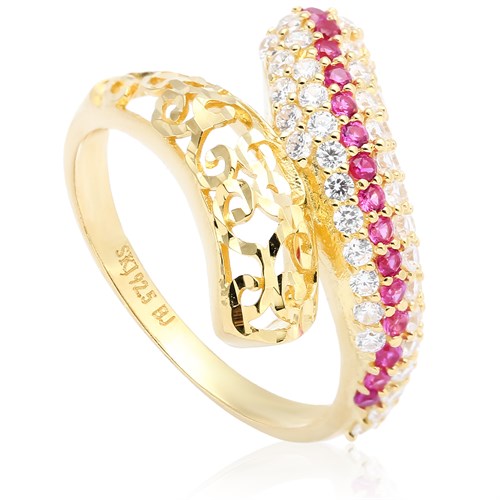 Nhẫn Bạc Nữ Đính Đá Mạ Vàng 18K AvaJi AVJ.R000540 Màu Vàng