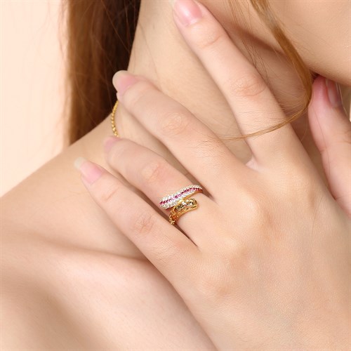 Nhẫn Bạc Nữ Đính Đá Mạ Vàng 18K AvaJi AVJ.R000540 Màu Vàng