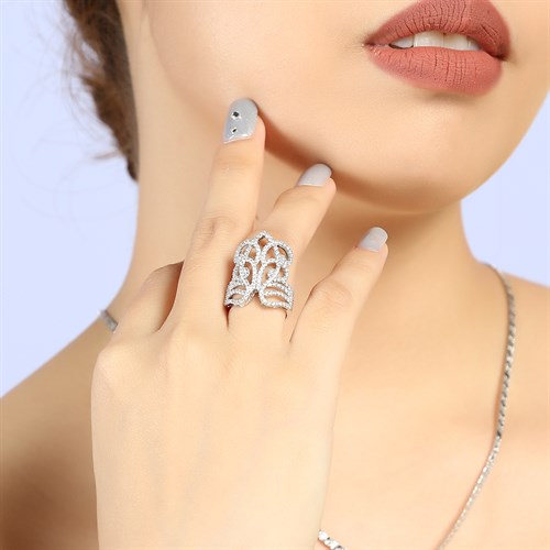 Nhẫn Bạc Nữ Đính Đá Mạ Vàng Trắng AvaJi AVJ.R000541 Màu Bạc