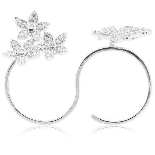 Nhẫn Bạc Nữ Đính Đá Mạ Vàng Trắng AvaJi AVJ.R000551 Màu Bạc