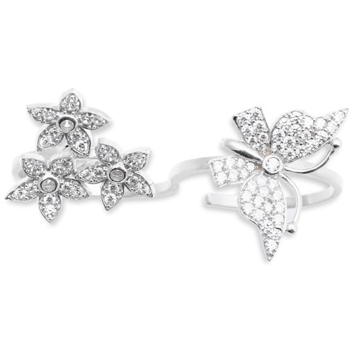 Nhẫn Bạc Nữ Đính Đá Mạ Vàng Trắng AvaJi AVJ.R000551 Màu Bạc