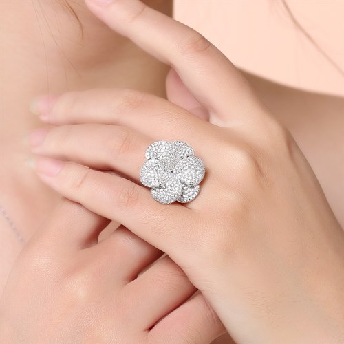 Nhẫn Bạc Nữ Đính Đá Mạ Vàng Trắng AvaJi AVJ.R000556 Màu Bạc