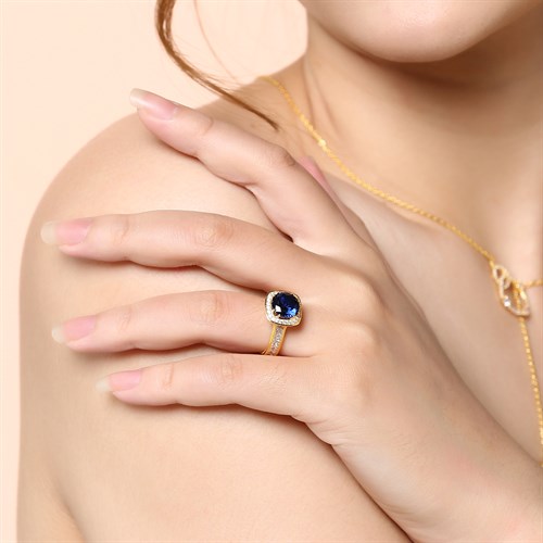 Nhẫn Bạc Nữ Đính Đá Mạ Vàng 18K AvaJi AVJ.R000557 Màu Vàng