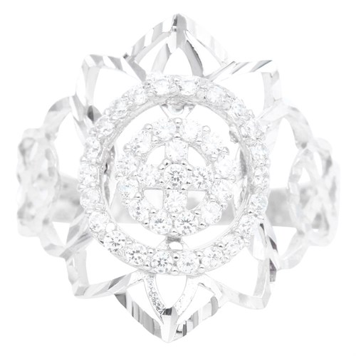 Nhẫn Bạc Nữ Đính Đá Mạ Vàng Trắng AvaJi AVJ.R000571 Màu Bạc