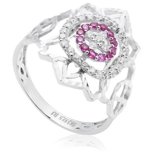 Nhẫn Bạc Nữ Đính Đá Mạ Vàng Trắng AvaJi AVJ.R000574 Màu Bạc