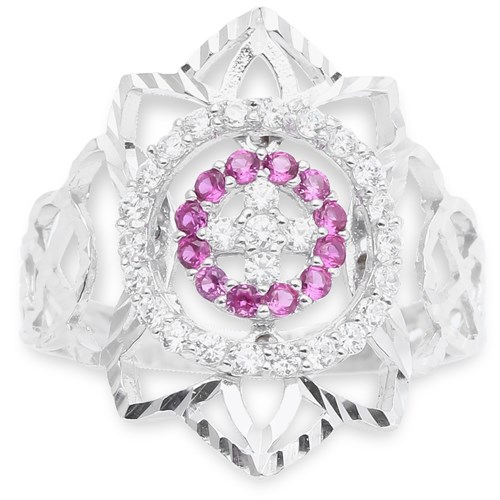 Nhẫn Bạc Nữ Đính Đá Mạ Vàng Trắng AvaJi AVJ.R000574 Màu Bạc