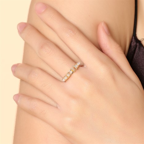 Nhẫn Hợp Kim Đính Ngọc Trai Nữ AvaJi AVJ.R000577.00 Màu Vàng