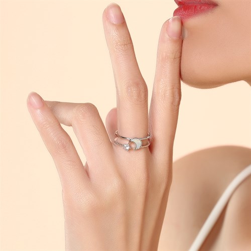 Nhẫn Hợp Kim Đính Đá Nữ AvaJi AVJ.R000734.00 Màu Bạc