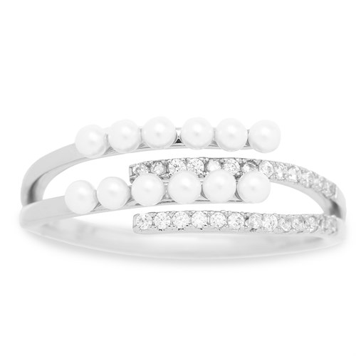 Nhẫn Hợp Kim Đính Ngọc Trai Nữ AvaJi AVJ.R000746.00 Màu Bạc