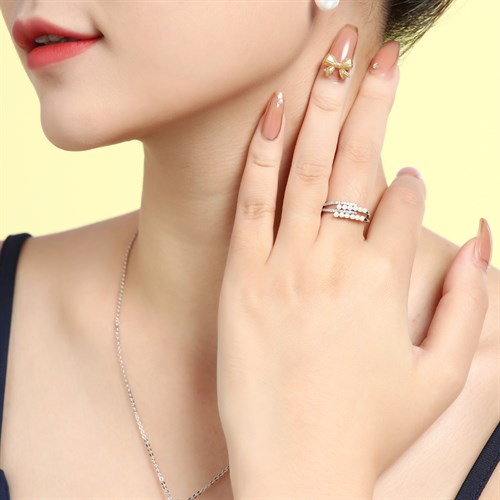 Nhẫn Hợp Kim Đính Ngọc Trai Nữ AvaJi AVJ.R000746.00 Màu Bạc