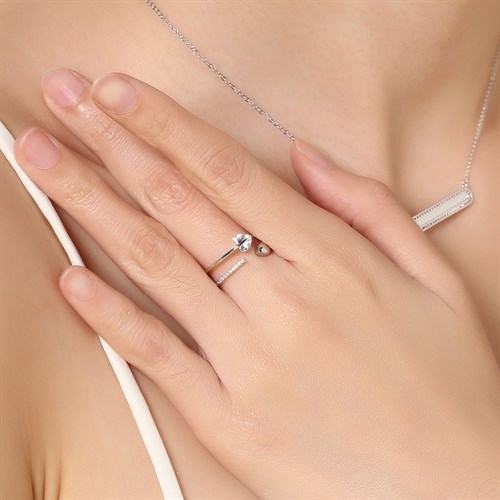Nhẫn Hợp Kim Nữ Đính Đá AvaJi AVJ.R000755.00 Màu Bạc