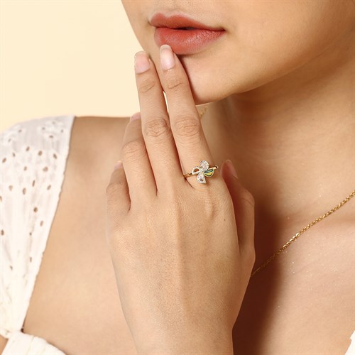 Nhẫn Hợp Kim Đính Đá Nữ AvaJi AVJ.R000766.00 Màu Vàng