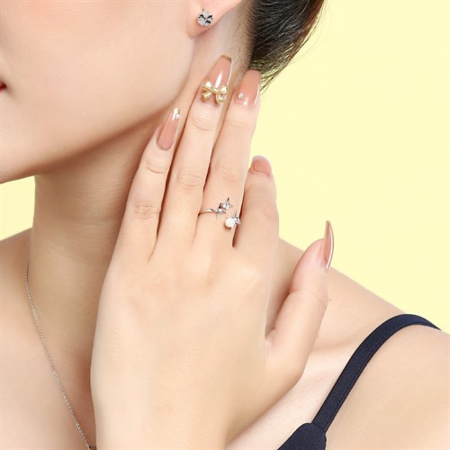 Nhẫn Hợp Kim Nữ Đính Đá AvaJi AVJ.R000778.00 Màu Bạc