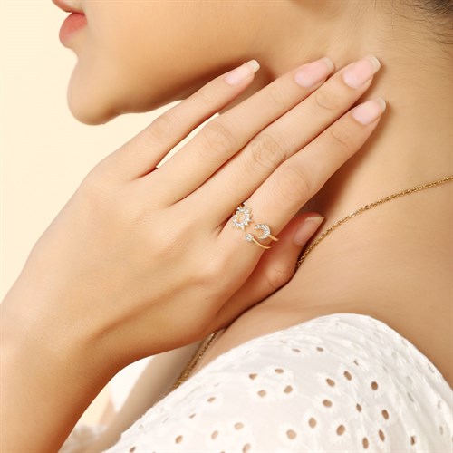 Nhẫn Hợp Kim Nữ Đính Đá AvaJi AVJ.R000820.00 Màu Vàng