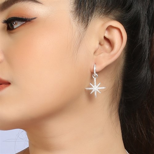 Bông Tai Hợp Kim Nữ AvaJi Đính Đá AVJ.E000023.00 Màu Bạc