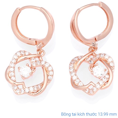 Bông Tai Hợp Kim Nữ AvaJi Đính Đá AVJ.E000028.00 Màu Hồng