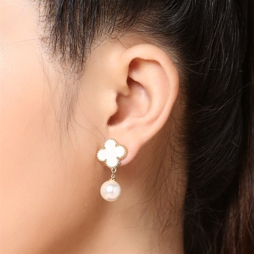 Bông Tai Hợp Kim Nữ AvaJi Ngọc Trai AVJ.E000071.00 Màu Vàng