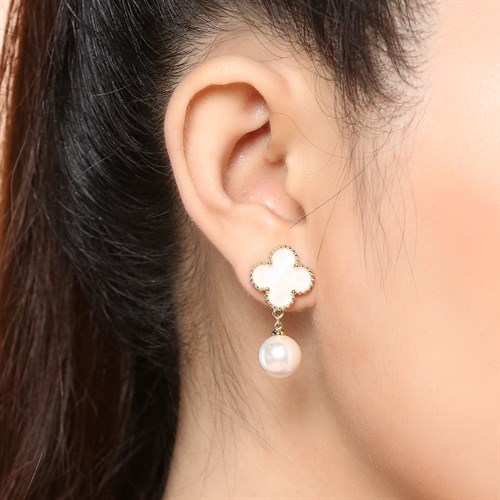 Bông Tai Hợp Kim Nữ AvaJi Ngọc Trai AVJ.E000071.00 Màu Vàng