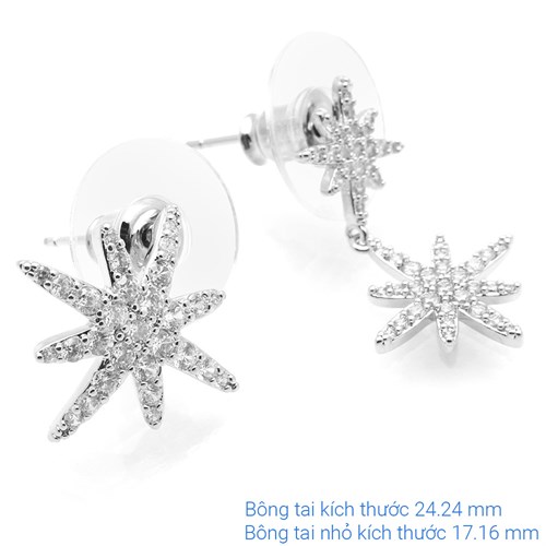 Bông Tai Hợp Kim Nữ AvaJi Đính Đá AVJ.E000072.00 Màu Bạc