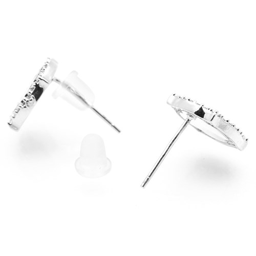 Bông Tai Hợp Kim Nữ AvaJi Đính Đá AVJ.E000074.00 Màu Bạc