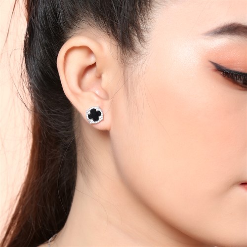 Bông Tai Hợp Kim Nữ AvaJi Đính Đá AVJ.E000074.00 Màu Bạc