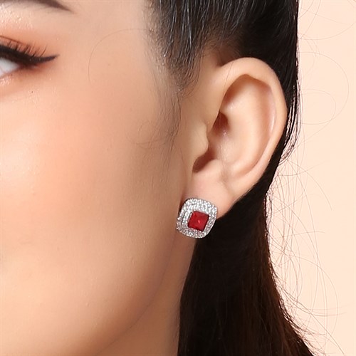 Bông Tai Hợp Kim Nữ AvaJi Đính Đá AVJ.E000075.00 Màu Bạc