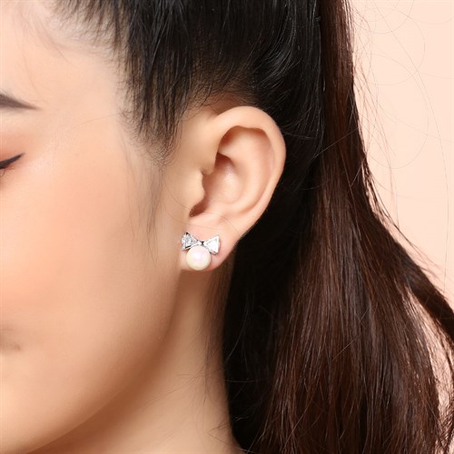 Bông Tai Hợp Kim Nữ AvaJi Ngọc Trai AVJ.E000078.00 Màu Bạc