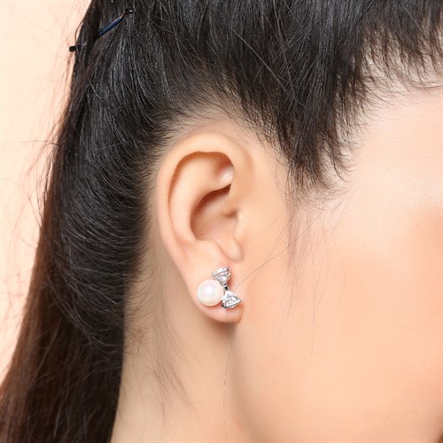 Bông Tai Hợp Kim Nữ AvaJi Ngọc Trai AVJ.E000078.00 Màu Bạc