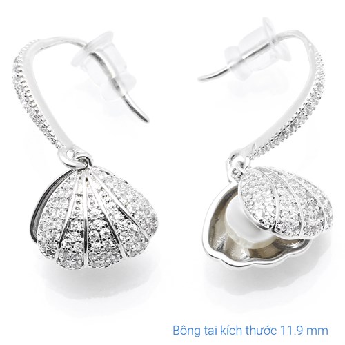 Bông Tai Hợp Kim Nữ AvaJi Đính Đá AVJ.E000083.00 Màu Bạc