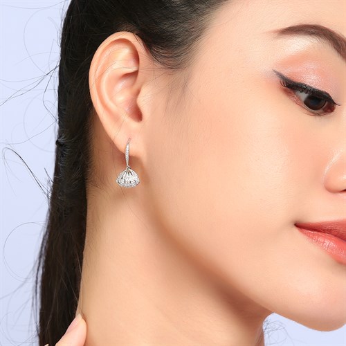 Bông Tai Hợp Kim Nữ AvaJi Đính Đá AVJ.E000083.00 Màu Bạc