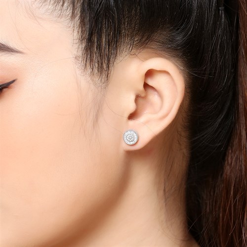 Bông Tai Hợp Kim Nữ AvaJi Đính Đá AVJ.E000087.00 Màu Bạc