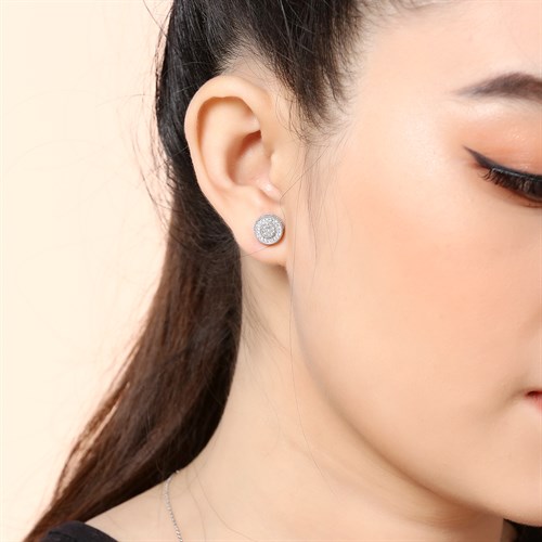 Bông Tai Hợp Kim Nữ AvaJi Đính Đá AVJ.E000087.00 Màu Bạc