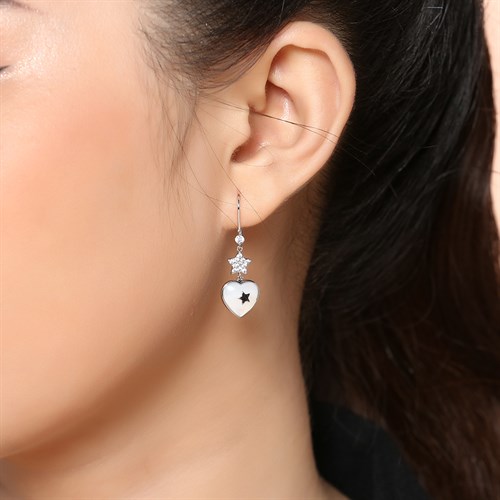 Bông Tai Hợp Kim Nữ AvaJi Đính Đá AVJ.E000089.00 Màu Bạc