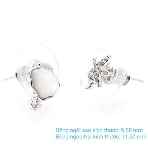 Bông Tai Hợp Kim Nữ AvaJi Đính Đá AVJ.E000090.00 Màu Bạc
