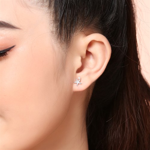 Bông Tai Hợp Kim Nữ AvaJi Đính Đá AVJ.E000090.00 Màu Bạc