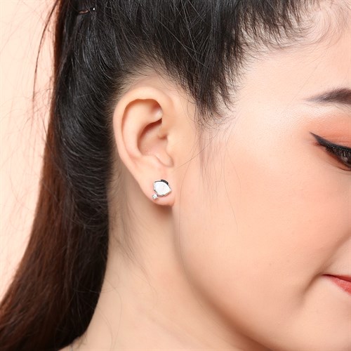 Bông Tai Hợp Kim Nữ AvaJi Đính Đá AVJ.E000090.00 Màu Bạc