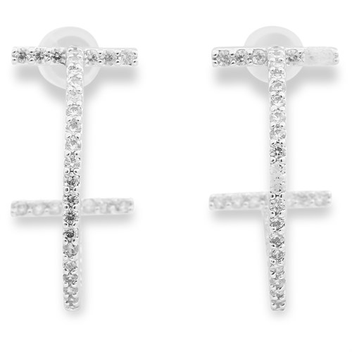 Bông Tai Hợp Kim Nữ AvaJi Đính Đá AVJ.E000091.00 Màu Bạc