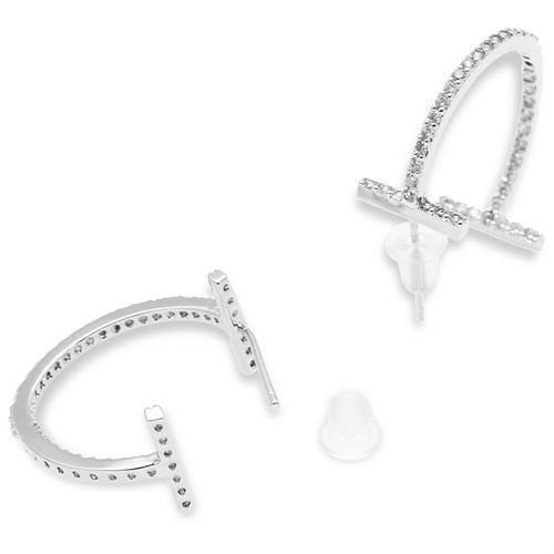 Bông Tai Hợp Kim Nữ AvaJi Đính Đá AVJ.E000091.00 Màu Bạc