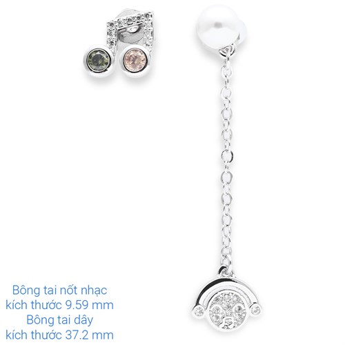 Bông Tai Hợp Kim Nữ AvaJi Đính Đá AVJ.E000094.00 Màu Bạc