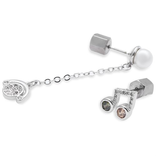 Bông Tai Hợp Kim Nữ AvaJi Đính Đá AVJ.E000094.00 Màu Bạc