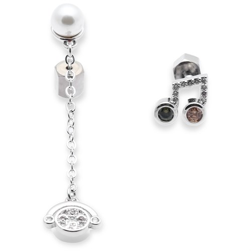 Bông Tai Hợp Kim Nữ AvaJi Đính Đá AVJ.E000094.00 Màu Bạc