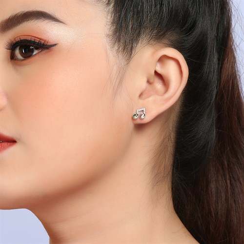 Bông Tai Hợp Kim Nữ AvaJi Đính Đá AVJ.E000094.00 Màu Bạc