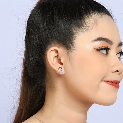 Bông Tai Hợp Kim Nữ AvaJi Đính Đá AVJ.E000005.00 Màu Bạc
