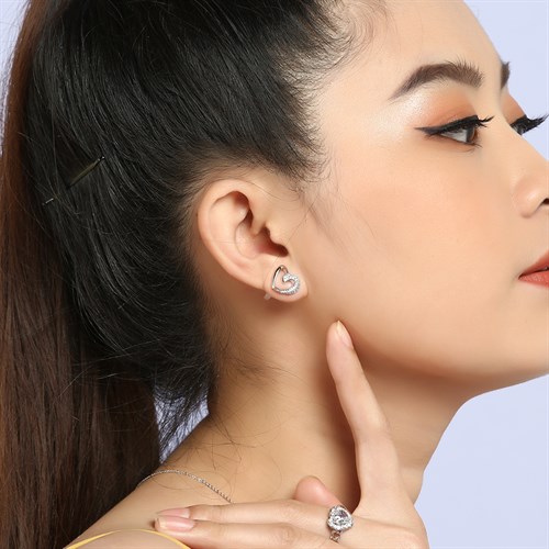 Bông Tai Hợp Kim Nữ AvaJi Đính Đá AVJ.E000005.00 Màu Bạc