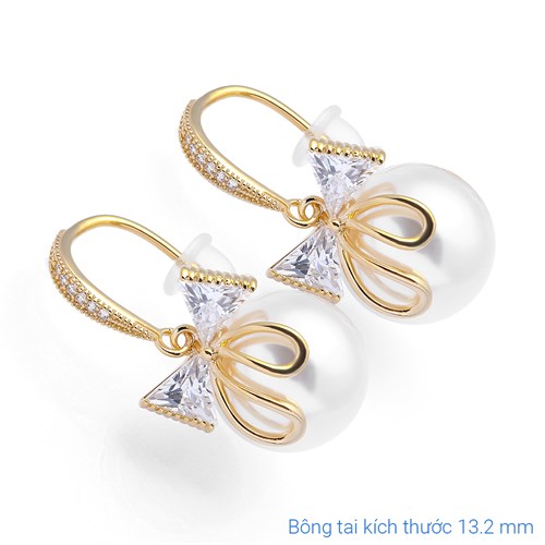 Bông Tai Hợp Kim Nữ AvaJi Đính Đá AVJ.E000006.00 Màu Vàng