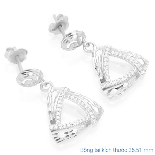 Bông Tai Bạc Nữ Đính Đá Mạ Vàng Trắng AvaJi AVJ.E000098.00 Màu Bạc